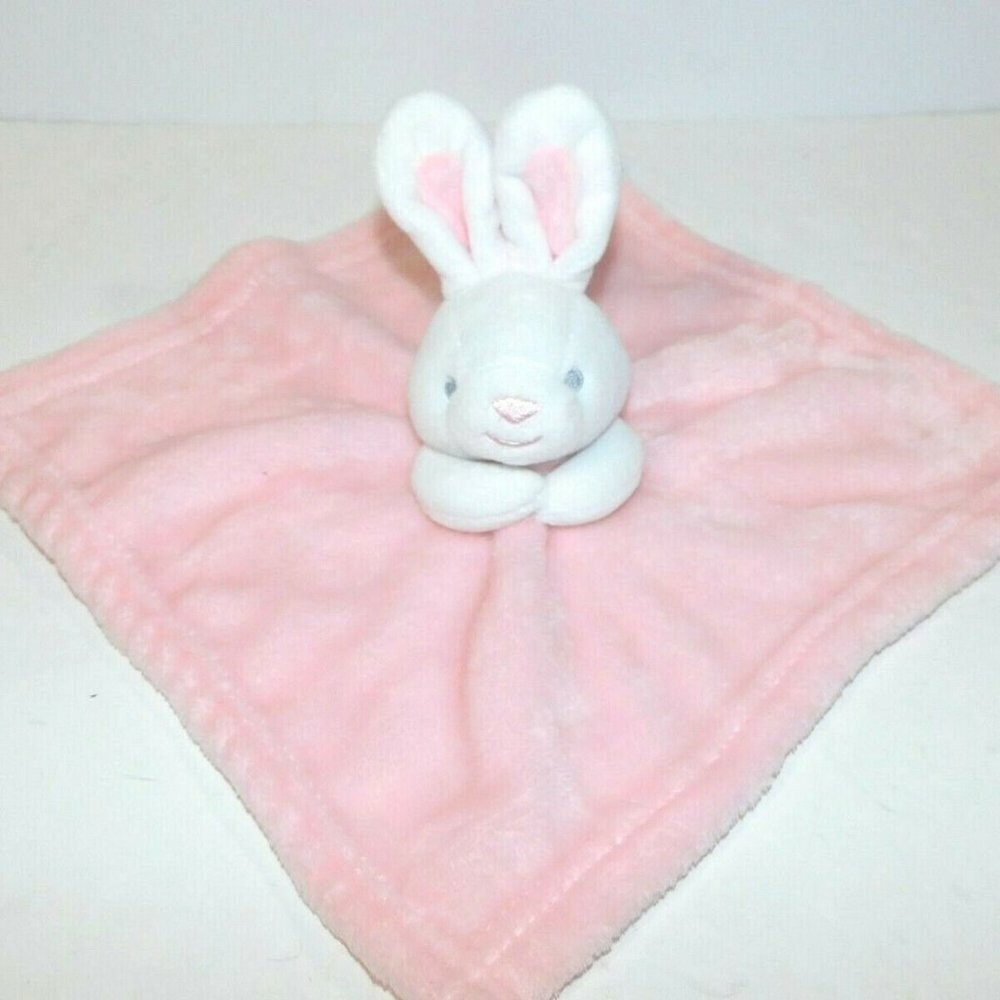 George Bunny Rabbit White Pink Security Blanket Plush Baby Lovey Nunu Soother